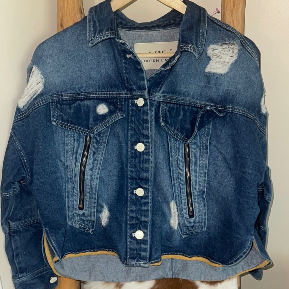 LIN Edition Limit Distressed Denim Jean Jacket